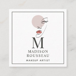 Minimalistisches Face Logo Mit Monogramm Makeup Ar Quadratische Visitenkarte