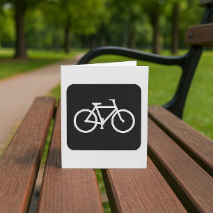 Minimalistisches Fahrrad Schwarz-Weiß-Fahrradsymbo Karte