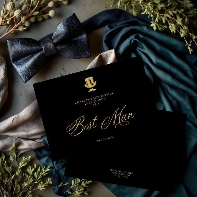 Minimalistisches Fake Golden Trauzeuge Hochzeit (Minimalist Fake Golden Best Man Luxury Wedding Proposal Card.)
