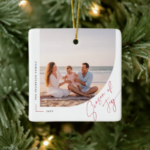 Minimalistisches Familienfoto-Andenken Frohe Weihn Keramikornament