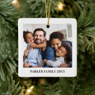Minimalistisches Familienfoto-Andenken Keramikornament