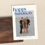 Minimalistisches feines blaues Foto der Hanukkah Feiertagskarte<br><div class="desc">Minimalistische kobalt Blau und Weiß Moderne Hanukkah Custom Foto Holiday Card</div>