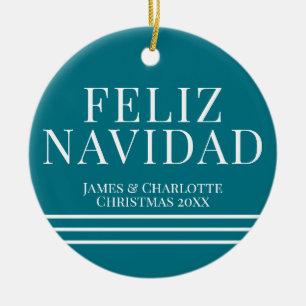 Minimalistisches Feliz Navidad Foto Keramik Ornament