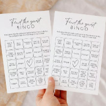 Minimalistisches Finde-den-Gast-Bingo-Junggesellin