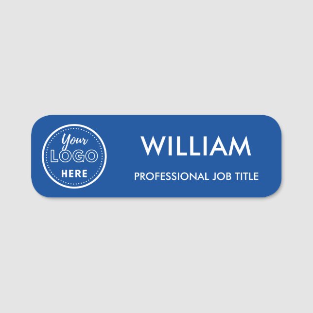Minimalistisches Firmenlogo Blue Mitarbeiter Namensschild (Vorderseite)