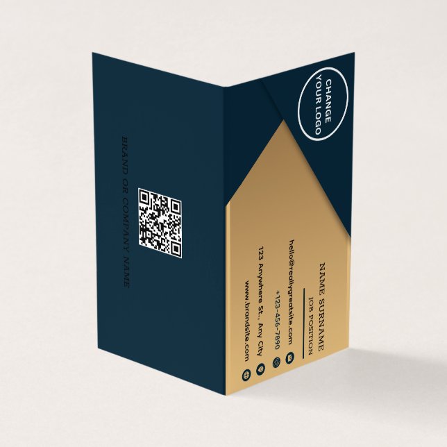 Minimalistisches Firmenlogo Faltschachtel Visitenkarten (Vorderseite)