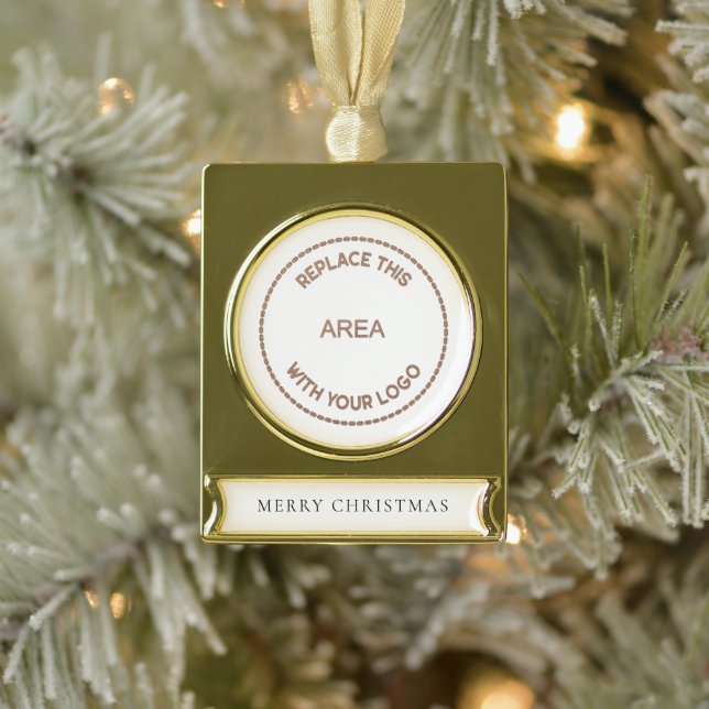 Minimalistisches Firmenlogo Frohe Weihnachten Banner-Ornament Gold (Baum)