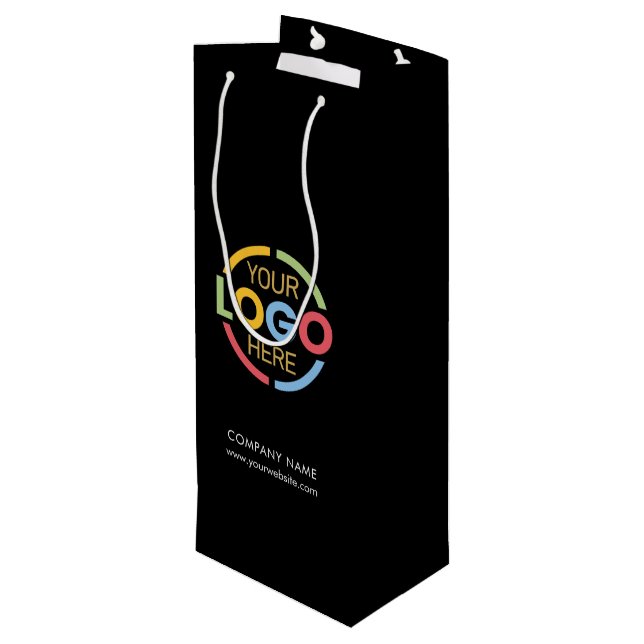 Minimalistisches Firmenlogo Geschenktüte Für Weinflaschen (Rückseite Schrägansicht)