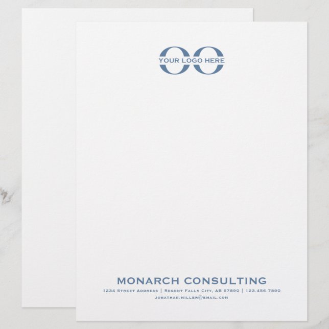 Minimalistisches Firmenlogo mit Kontaktinformation Briefbogen (Vorne/Hinten)
