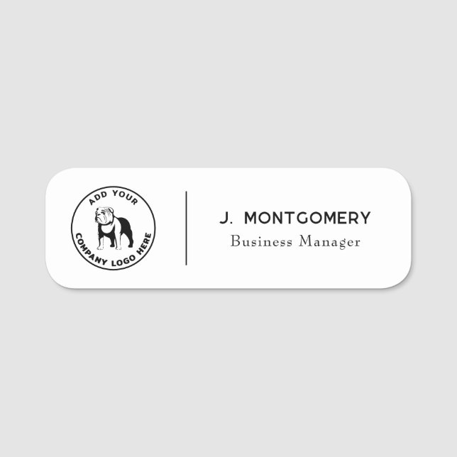 Minimalistisches Firmenlogo Mitarbeiter von Tech Namensschild (Vorderseite)