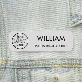 Minimalistisches Firmenlogo Soft Gray Mitarbeiter Namensschild