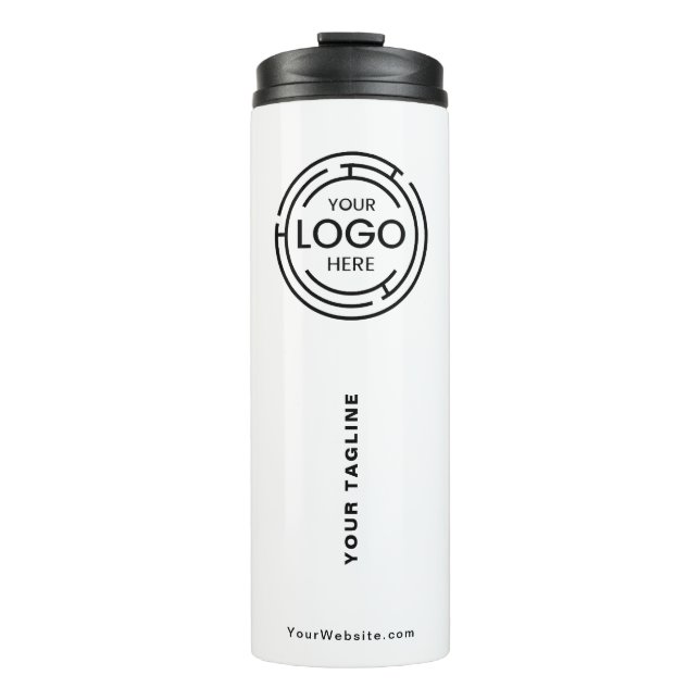 Minimalistisches Firmenlogo Thermosbecher (Vorderseite)