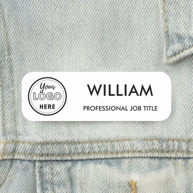 Minimalistisches Firmenlogo Weiße Mitarbeiter Namensschild (Von Creator hochgeladen)