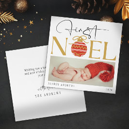 Minimalistisches First Christmas Baby Foto Feiertagskarte