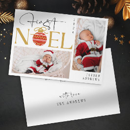 Minimalistisches First Christmas Baby Foto Feiertagskarte