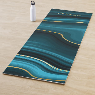 Minimalistisches Fliegen Aquamarin, Türkis und Go Yogamatte
