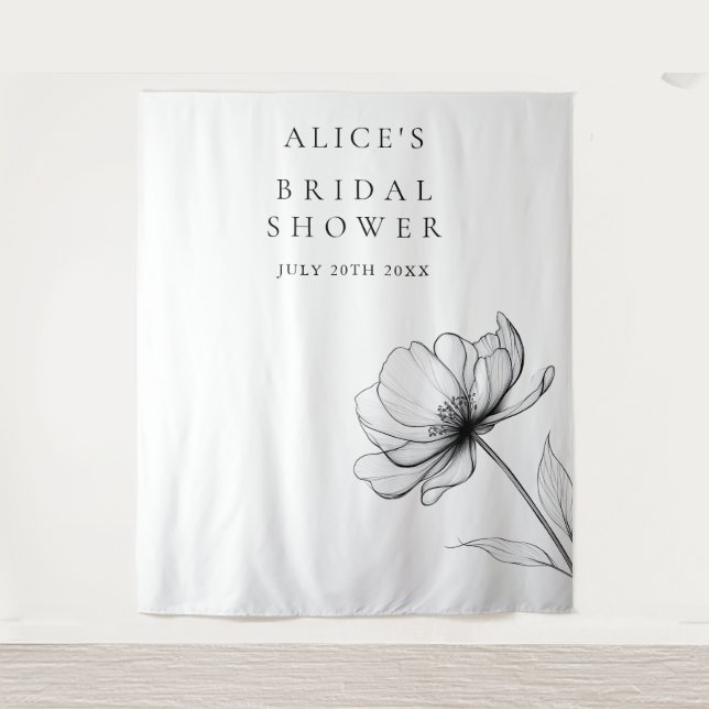 Minimalistisches florales Brautparty Foto Hintergr Wandteppich (Vorderseite)