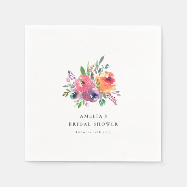 Minimalistisches florales Brautparty Serviette (Vorderseite)