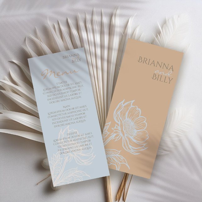 Minimalistisches florales Menü Menükarte (Von Creator hochgeladen)