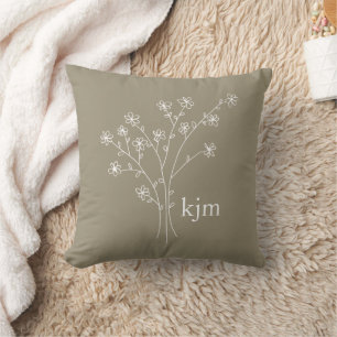 Minimalistisches florales Monogramm Kissen
