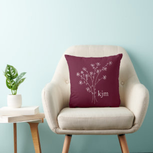 Minimalistisches florales Monogramm Kissen