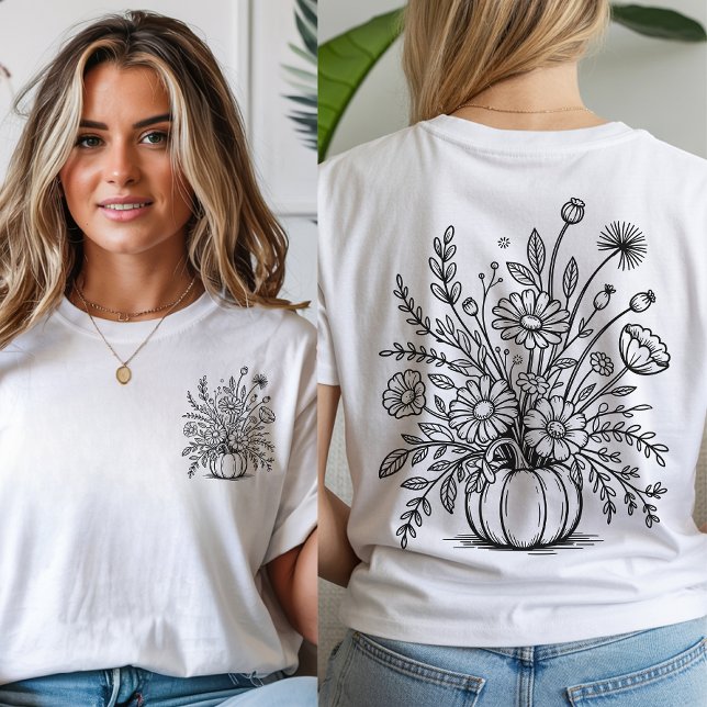 Minimalistisches florales Pumpkin-Shirt, Fall Vibe T-Shirt (floral pumpkin shirt, floral pumpkin sweatshirt, minimalist pumpkin shirt, fall vibes sweatshirt,)