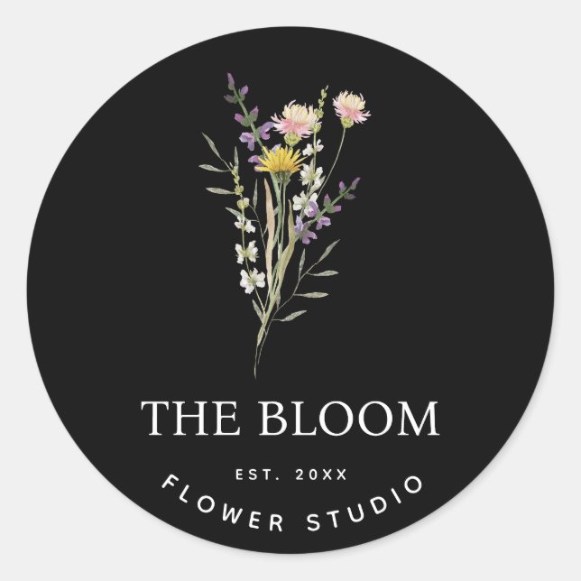 Minimalistisches Floristisches Blume Bouquet-Label Runder Aufkleber (Vorderseite)