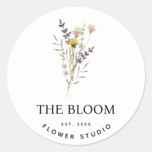 Minimalistisches Floristisches Blume Bouquet-Label Runder Aufkleber