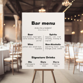 Minimalistisches Formal Wedding Bar Menu Poster
