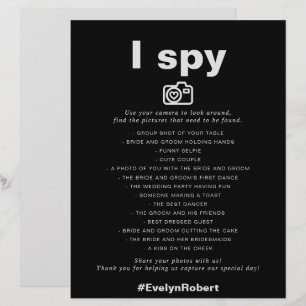Minimalistisches formales Black I Spy Wedding Game