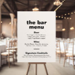 Minimalistisches formales Hochzeitmenü Bar Poste Poster<br><div class="desc">Dieses minimalistisch-elegante Hochzeitsmenü-Poster eignet sich perfekt für eine rustikale Hochzeit. Das Design bietet einen schönen Schriftart,  um Ihre Veranstaltung zu verzieren.</div>