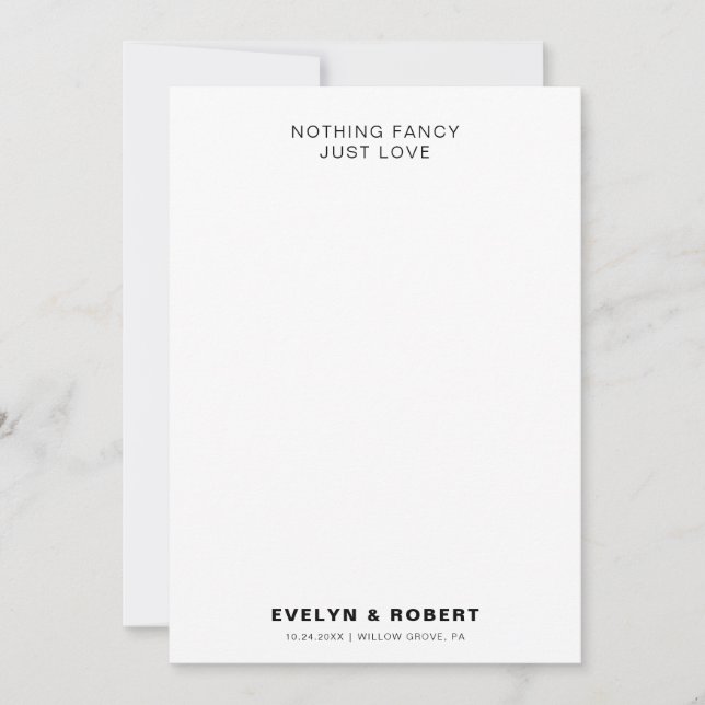 Minimalistisches formales Nichts Extravagant nur L Einladung (Vorderseite)