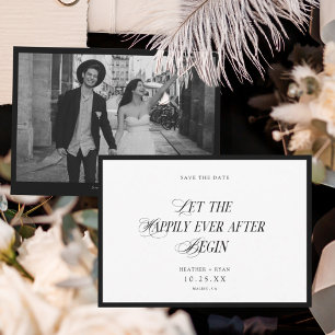 Minimalistisches formales Schwarz-Weiß-Foto Save The Date