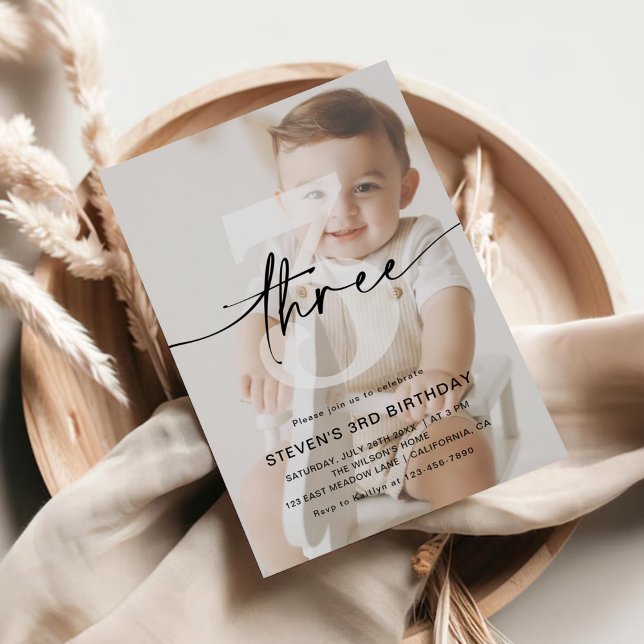 Minimalistisches Foto 3. Geburtstag Einladung (Von Creator hochgeladen)