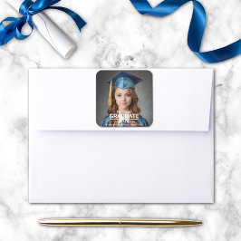 Minimalistisches Foto Abschluss 8. Klasse Siegel Quadratischer Aufkleber