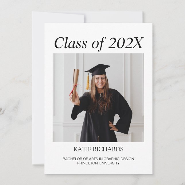 Minimalistisches Foto Abschluss Einladung (Vorderseite)