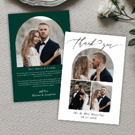 Minimalistisches Foto Arch Smaragdgrüne Hochzeit Dankeskarte