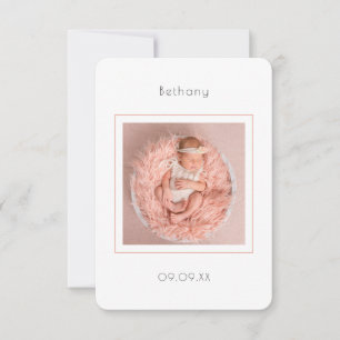 Minimalistisches Foto Baby Girl Geburtserklärung Ankündigung