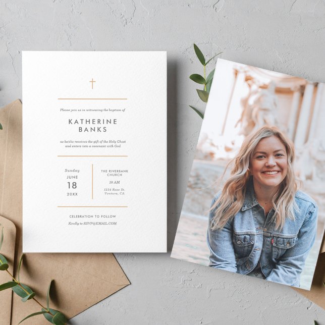 Minimalistisches Foto Baptisim Einladung (Von Creator hochgeladen)