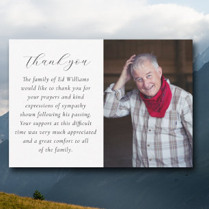 Minimalistisches Foto Beerdigung Danke Karte