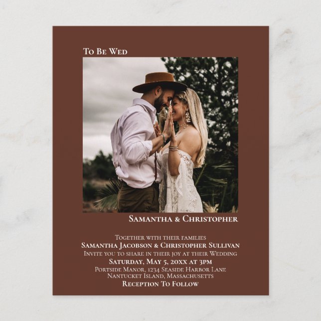 Minimalistisches Foto Brown HAUSHALT Hochzeit Einl (Vorderseite)