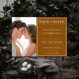 Minimalistisches Foto Burnt Orange Save the Date