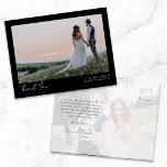Minimalistisches Foto Calligraphy Wedding Danke Postkarte<br><div class="desc">Eine moderne Danksagkarte mit elegantem Skript</div>