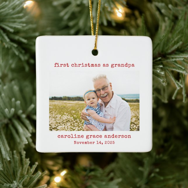 Minimalistisches Foto Erste Weihnachten als Großva Keramikornament (Baum)
