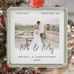 Minimalistisches Foto Erste Weihnachten als Mr. &  Ornament Aus Metall