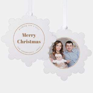 Minimalistisches Foto Familie frohe Weihnachten Ornament Karte