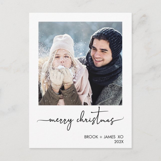 Minimalistisches Foto Frohe Weihnachten Postkarte (Vorderseite)