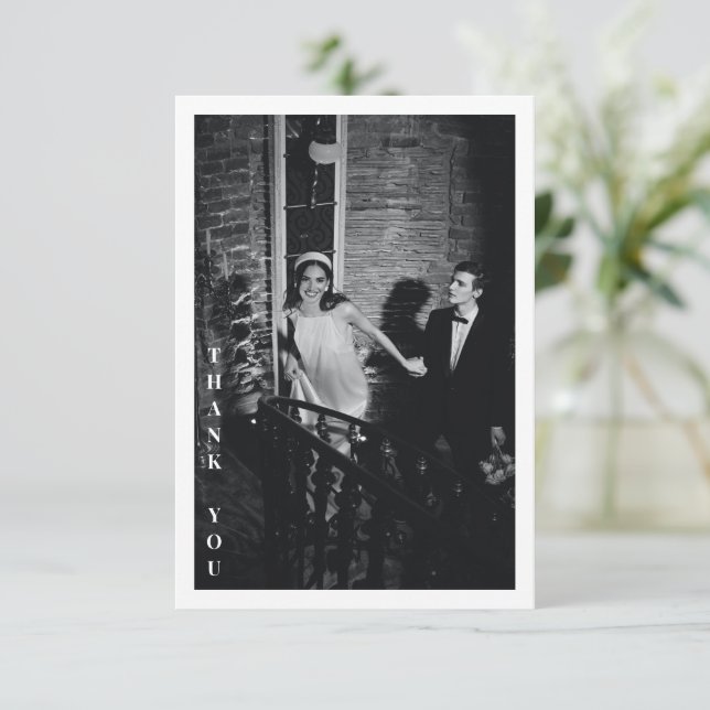 Minimalistisches Foto für benutzerdefinierte Meldu Dankeskarte (Stehend Vorderseite)