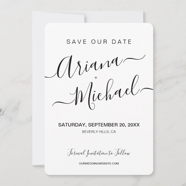 Minimalistisches Foto für die Verlobung von Skript Save The Date (Vorderseite)