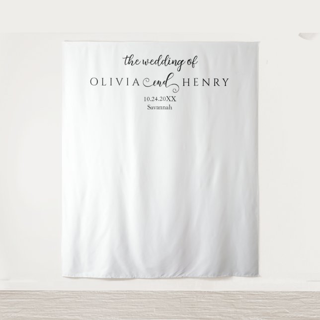 Minimalistisches Foto für moderne Weiße Hochzeit Wandteppich (Vorderseite)